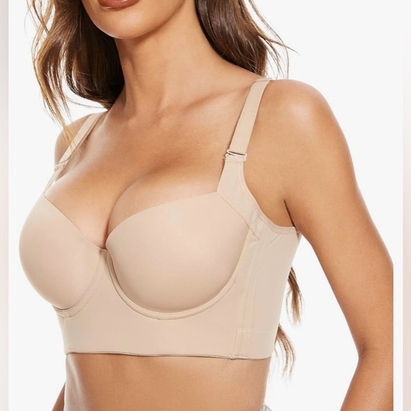 Womens push up corset, back smoothing underwire bra. Nude. - Picture 2 of 5